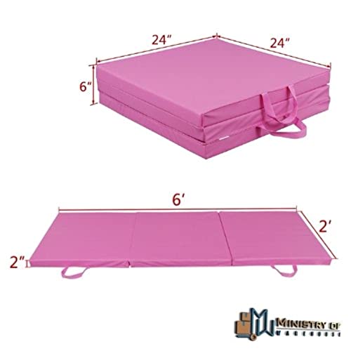 Colchoneta gruesa rosa para ejercicio, plegable, 72x24x2 pulg miniatura 2