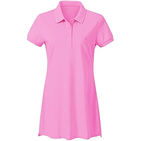 JINSHI Women's Polo Dress Short Sleeve Classic Pique Polo Shirt Casual Golf Tennis Polo Dresses Pink Size M Cover