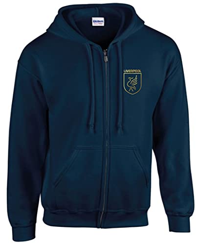 Liverpool - Sudadera con capucha para niños, diseño de escudo del Liverpool, azul, 4 Años