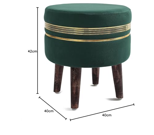 Image of NACIA Wooden Ottoman Stool for Living Room, Ottoman pouffes for Sitting, Puffy Chair Bench for Home Decor, Ottoman & Stools, Footrest Pouf Foot Stool for Office Room Decor, (16 inchx16 inchx17 inch, Green)