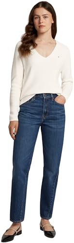 Tommy Hilfiger Damen Pullover Cardi Fine V-Ausschnitt, Elfenbein (Ivory Petal), XXXL – Ansicht 5