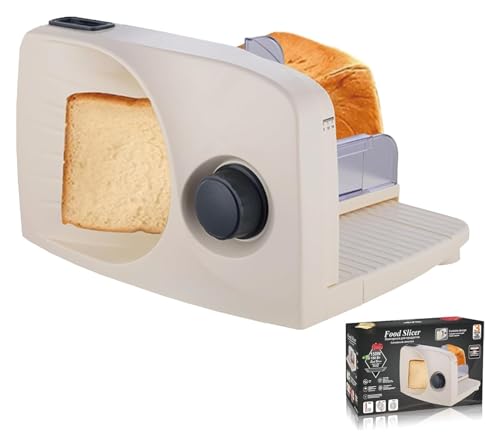 MOIMIYT Cortadora de alimentos eléctrica de cocina de 150W, cortadora de pan plegable y rebanadora de carne, hoja de acero inoxidable ajustable de 0-18mm for uso familiar