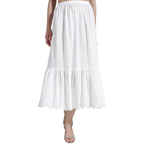 BEAUTELICATE Half Slip Skirt Extender 100% Cotton Vintage Underskirt with Lace Embroidery Cover