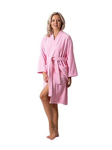 Image of Luxurious Turkish Terry Kimono Collar Super-Soft Terry Absorbent Bathrobes for Women