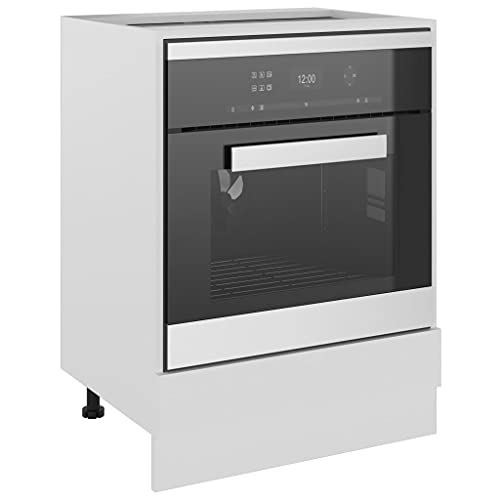Tomostar Armoire à Four, Meuble pour Four Meuble Bas de Cuisine Lyon Blanc 60x46x81,5 cm Bois d’ingénierie