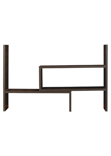 Image of SBF Furniture Wooden Bookcase for Home Office and Library Engineering Wood Space Saving Bookrack Freestanding Books Holder Stylish and Modern Book Organizer(Square 3 Step) (Brown) DIY(Do-It-Yourself)