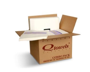 SAN Qtowels w/Dispenser White Combo Pack Case