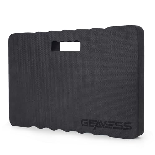GEAVESS 1.5' Extra Thick Garden Kneeling Pad, Comfortable Foam Knee Pad with Handle, Durable Supportive Knee Cushion for Gardening, Yard Work, Car Repairing, Workshop, Baby Bathing, 17.5'x11', Black