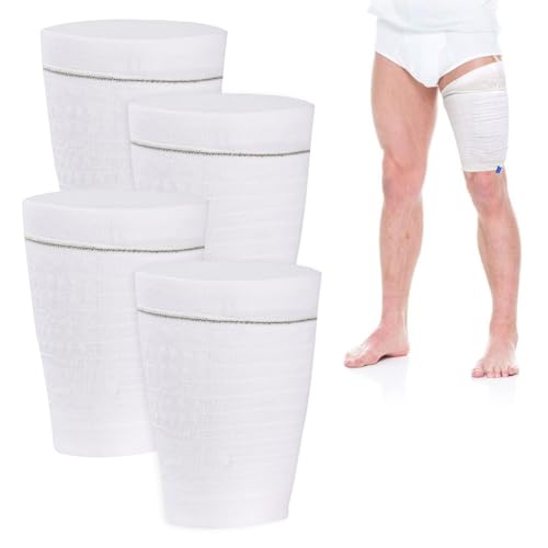Image of Catheter Leg Bag Holder 4 Count Fabric Catheter Sleeves Urine Leg Bag Holder - Urinary Drainage Bag Stay in Place Urine Bags for Legs Foley Catheter Bag Holder Strap for Men or Women (L-4pack)