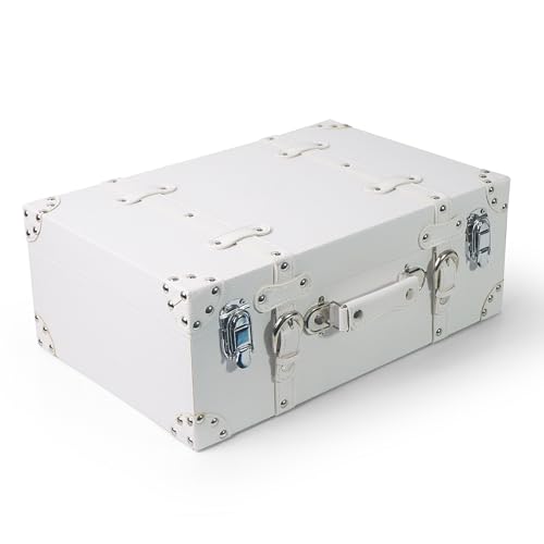 DreamsEden Decorative Wooden Treasure Chest, Vintage Suitcase Storage Box with