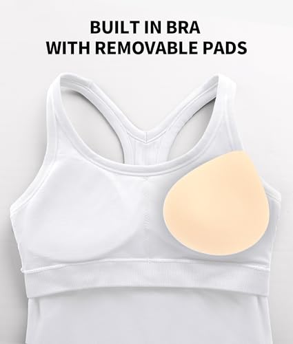 Image of ATTRACO Ribflex Ribbed Workout Crop Tops with Built in Bra for Women Yoga Racerback Tank Top Slim Fit