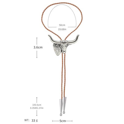 Image of Jeilwiy Bolo Tie for Men Western Cowboy Tie Necklace Gold Bolo Tie Leather Necktie Halloween Tie Accessories for Women