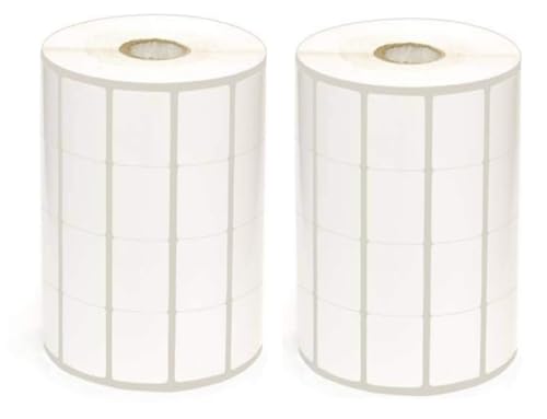 Image of True-Ally 2pcs 25x15 (DT) Direct Thermal Barcode Label - 25mm x 15mm - 4 Ups - 10000 Labels /Roll - White Self Adhesive Sticker for Barcoding(No Ribbon Required) (Pack of 2)