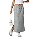 Gumipy Women's Casual Maxi Skirt High Waisted Drawstring Long Skirts Fall Fashion Side Slit Skirt Loose Plain Women's Skirts with Pockets Going Out Travel Outfits 2026 Trendy Womens-Skirt
