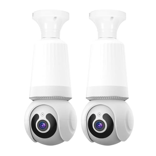 Rtauhife Cámara con Bombilla de 3 MP Bombilla y Cámara de 360° Cámara de Vigilancia de Seguridad con Conversación Bidireccional WiFi 2 en 1 No Se Requiere Cableado para Interiores B