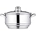 Produktbild KitchenCraft Universaleinsatz Dampfgarer mit Deckel, Universal Dämpfer mit Glasdeckel, Passt auf fast jede Pfanne und Kochtopf, Silber Edelstahl, Durchmesser 16, 18 und 20 cm,