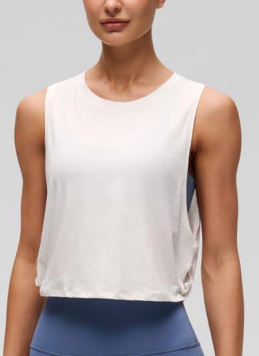 Image of CRZ YOGA Pima Cotton Dropped Armhole Tank | Workout, Naturally Soft, Loose Fit, Crop, Crewneck, Knotted Sides, Sleeveless Tops for Women