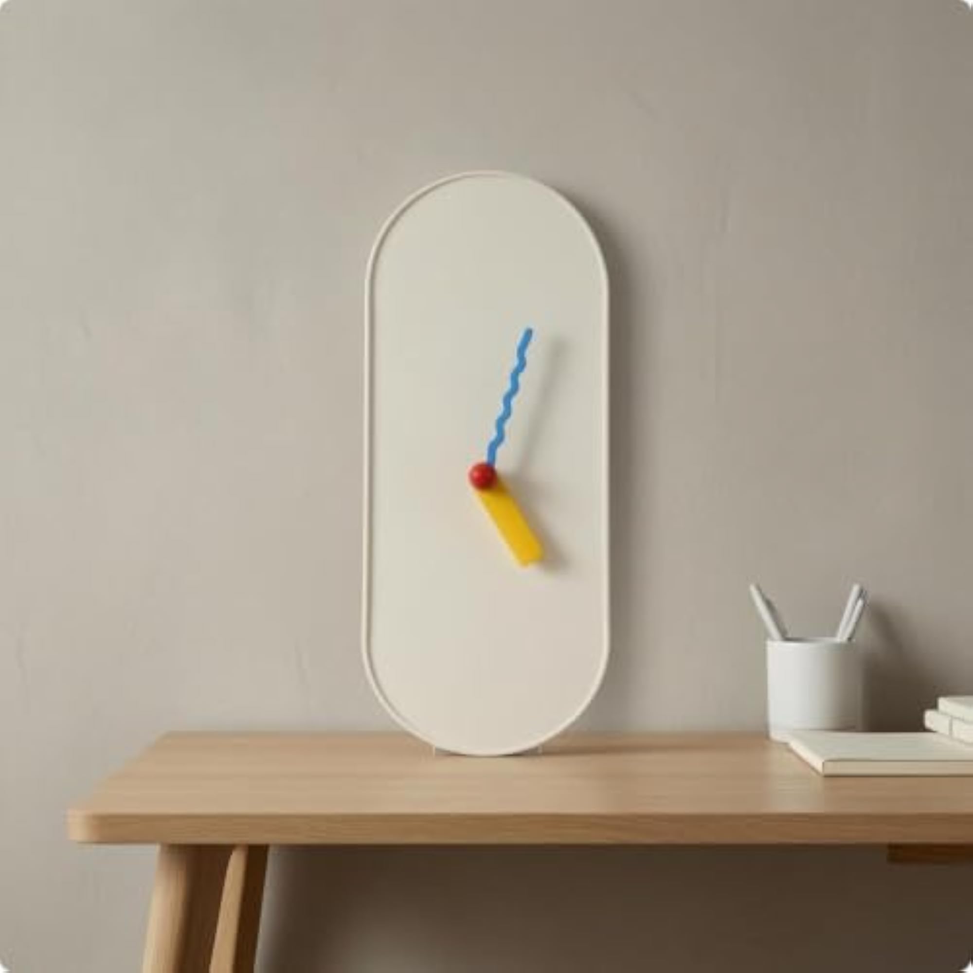 Minimalist Wall Clock Colorful Hands Wall Clock Smooth Surface Room