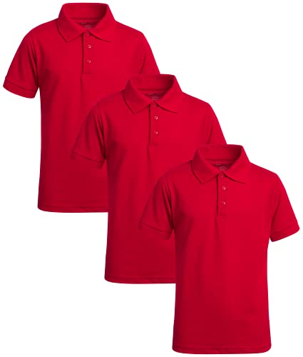 Beverly Hills Polo Club Boysâ€™ School Uniform Shirt â€“ Short Sleeve Polo T-Shirt (3 Pack), Size 16, Red