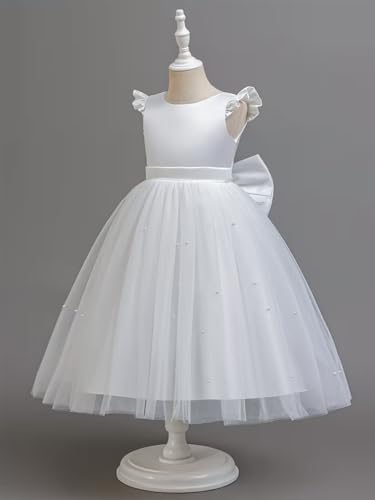 Image of TAGAS Girls Princess Party Dress | Mesh Layered Fit & Flare Frock for Girls | Pearl Embellished Tulle Dress | Birthday Dressess | Wedding Kids Fancy Frock (3-11 Years)