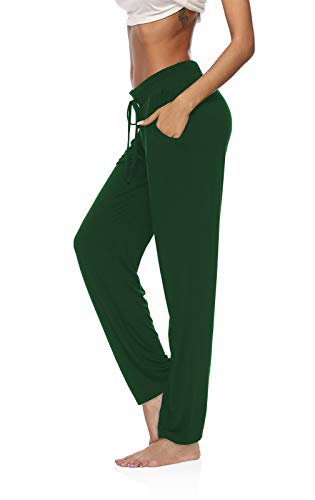 DIBAOLONG Womens Yoga Pants Wide Leg Loose Drawstring Comfy Lounge Workout Sweatpants with Pockets Inkgreen S