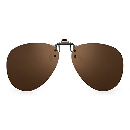 JM Polarized Clip on Sunglasses Frameless Flip Up Aviator Style Lens for Prescription Glasses