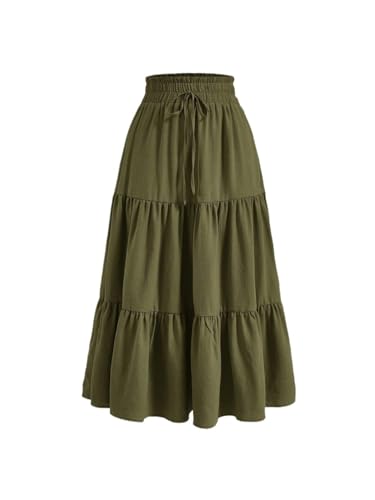 Women's Elegant Ruffle Hem Knot Front Skirt Long Skirts