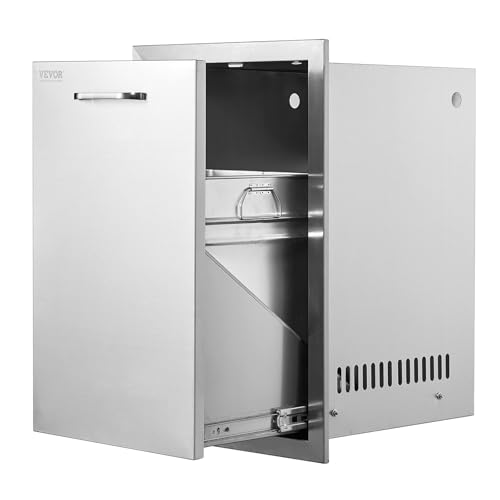 Comparison: Best Material For Outdoor Kitchen Cabinets 8 VEVOR Outdoor Kitchen Trash Drawer 16Wx22Hx16 D, Propane Tank Drawer, Stainless Steel Pull Out Trash Drawer with Handle, Outdoor Kitchen Cabinets Trash Can Pull Out, Outdoor BBQ Island Trash Bin