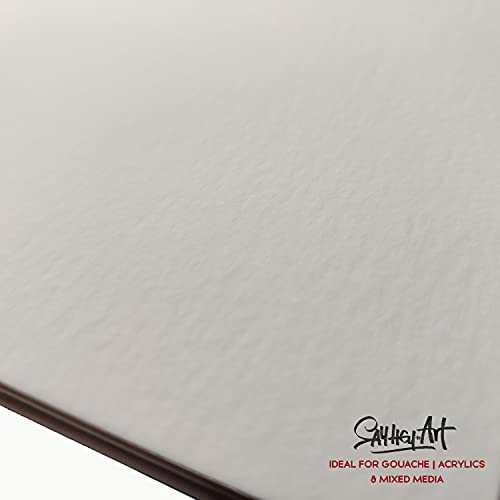 Image of MESSKETEERS Professional Artist Sketchbook Pad - 10 Sheets / 20 Pages - 300 GSM Semi-Textured Fine Art Paper with Butter Paper Separators, Easy Tear Gum Pad Binding - Ideal for Acrylics and Inks