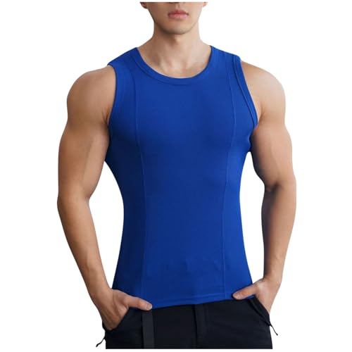 UHouse Debardeur Compression Homme Running Maillot De Corps Fin Cut Top Fitness Débardeur Ete Tshirt Sport Haut Musculation Vêtements Bleu S