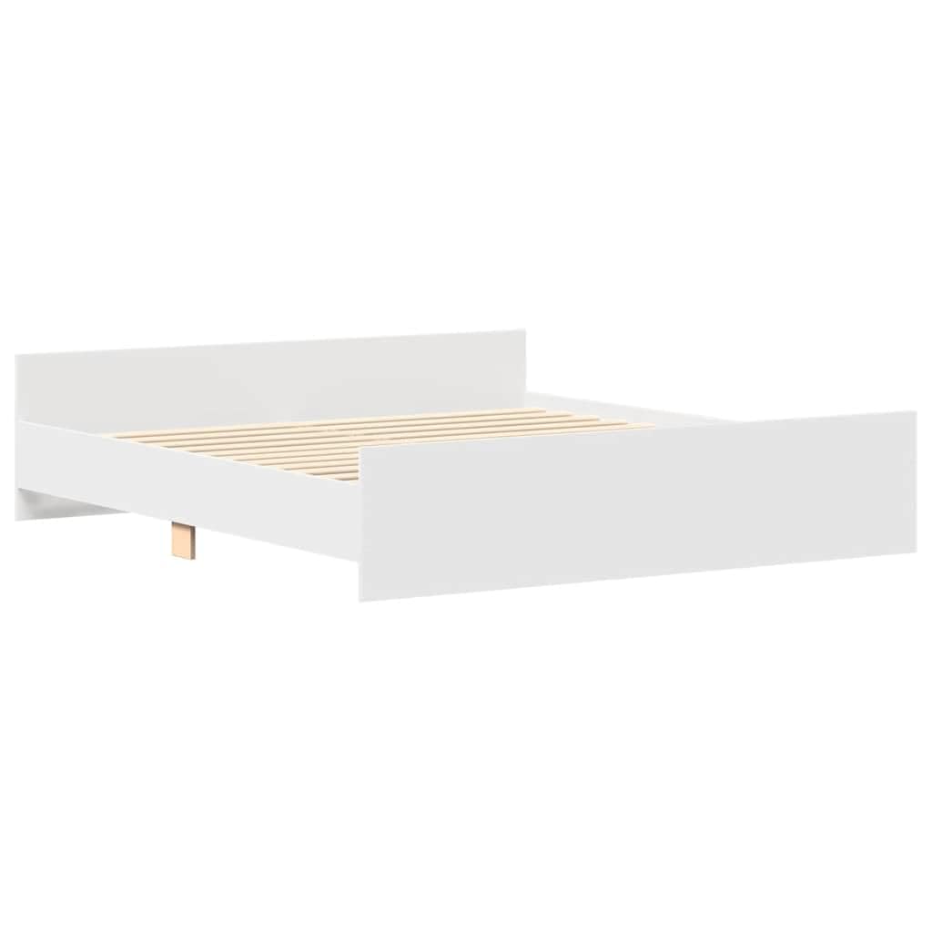 vidaXL Bettgestell, Bettrahmen mit Lattenrost, Bett Gästebett mit Kopfteil Fußteil, Metallbett Doppelbett Schlafzimmerbett, Weiß 160x200cm