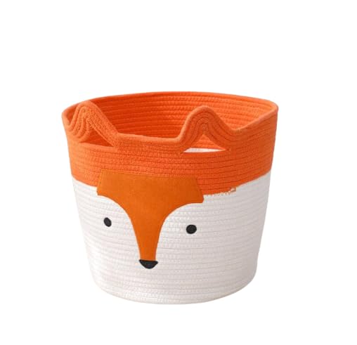 Rosslyn Fox Handmade Cotton Thread Storage Bucket - Mini Rope Storage Woven Shelf Basket With Lid Hamper Baby Bucket Organizer Gifts for Kids Toys/Fruits/Living Room/Bathroom/Kitchen/Office