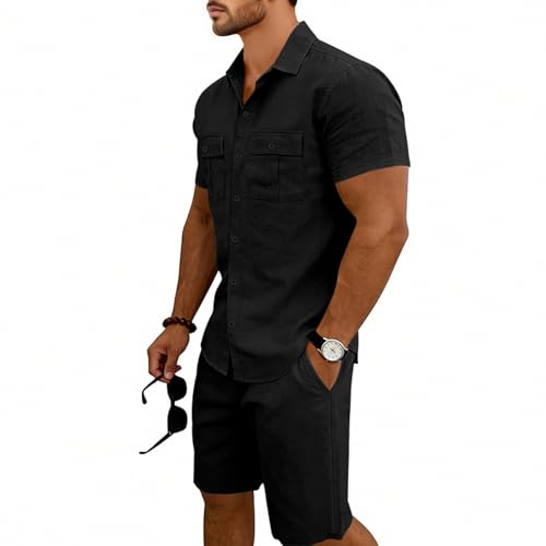 Ensemble homme chemise short de plage décontracté