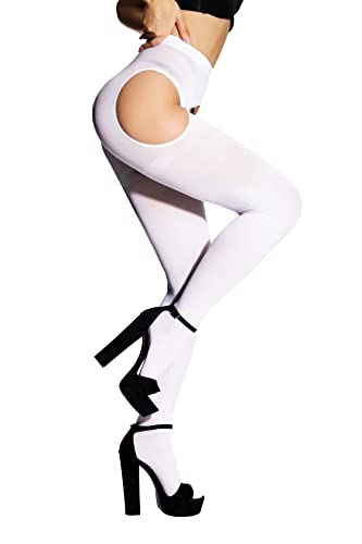 SUREPOCH Suspender Tights for Women Plus Size Garter Belt White Control Top Pantyhose