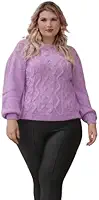 Blusa Tricot Feminina Elegante Plus Size Inverno Tricô Tam G2 EXG(ROXO)