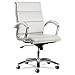 Neratoli Mid-Back Swivel/Tilt Chair, White Stain-Resistant Faux Leather, Chrome, Sold as 1 Each, 6PACK , Total 6 Each