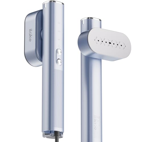 iLAKE Travel Steamer for Clothes, 100-240V Dual Voltage Portable Garment Steamer, 1000W Travel Size Handheld Steam & Iron 2 in 1, for Global & Europe Traveling, Business, Home, Silver