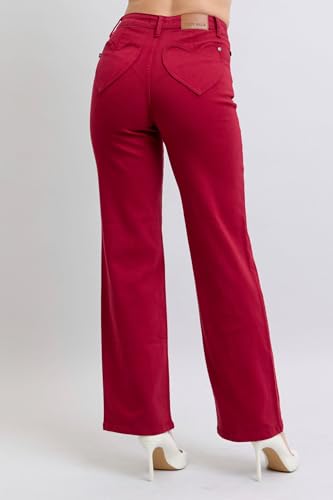 Judy Blue HW Garment Dyed Heart Shaped Back Pockets 90's Straight Jeans - Vintage Charm with Modern Comfort - 889174