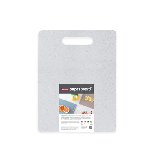 Condition photo showing New/Like New for dexas superboard cutting board with handle 8.5 x 11 inch blue granite, compact kitchen prep board, dishwasher safe, non-porous poly surface, made in usa