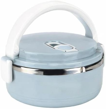 Miniatura 10 de Lonchera portátil, contenedor apilable de acero inoxidable con aislamiento térmico azul de fideos de arroz, lonchera, contenedor de alimentos con