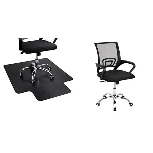 Mind Reader Office Chair Mat & Mind Reader Office Chair, 22.5" L x 22.5" W x 37" H, Black