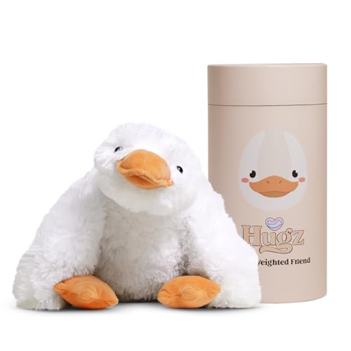 Hugz Official Quackers The Duck – Premium Weighted Stuffed Plushie 3.8 lb for Adults & Kids – Microwavable Stuffed Animal – Heatable & Coolable – Super Soft Fur – Gift Ready Tube Packaging