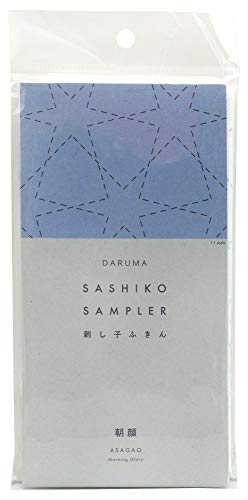 Image of Yokota Daruma Sashiko Cloth Sashiko Fabric - Pre-Printed Sashiko Sampler - White with English Instruction Inside (White ASAGAO)