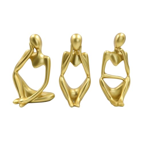 Estatuas decorativas modernas de resina dorada x3