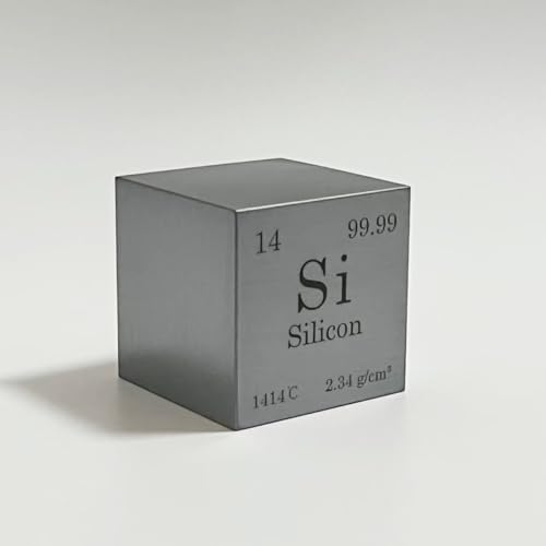 Image of High-Purity Element Cubes | Titanium, Silicon, Iron, Magnesium, Zinc, Tungsten & Carbon | 10mm, 25.4mm, 38.1mm | STEM, Display & Collection (Silicon, 0.39inch)