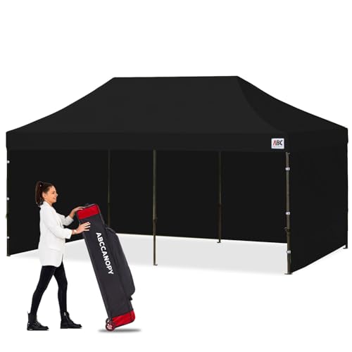 Image of ABCCANOPY Heavy Duty Easy Pop up Canopy Tent with Sidewalls 10x20, Black