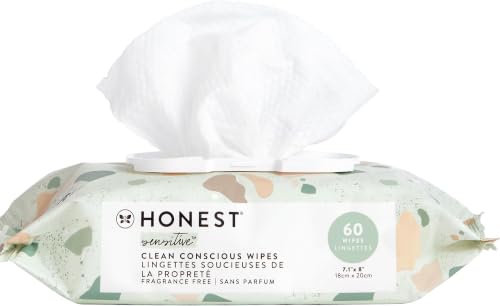 Image of The Honest Company Hypoallergenic Multi-Use Baby Wipes for Sensitive Skin, Geo Mood, 60 Count (Pack of 12)
