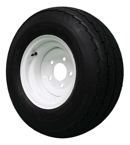 (Single) 205/65-10 20.5x8.0-10 10 ply Load Range E Super Durable Antego Trailer Tire Wheel Assy - 5 Lug White Rim
