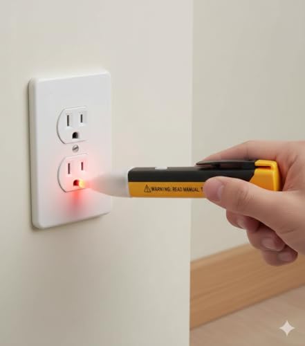 Image of Skypearll Analog Voltage Tester, 90~1000V AC Electric Voltage Power Detector Alert Sensor Tester LED Light Non-Contact Pen Safe Power Sensor for Home & Professional Use, Yellow