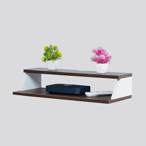 Image of Furniture Cafe Engineered Wood TV Cabinet for Living Room, Set Top Box Stand & Wall Display Rack | Dining Room, Bedroom (Upto 32 inch Inch) (Brown-White)